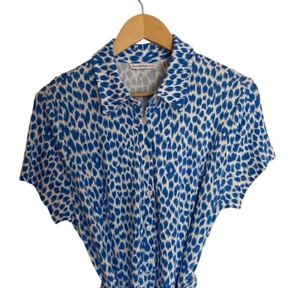 Isaac Mizrahi Blue and White Knit Dress Medium - Picture 4 of 5